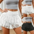 thumbnail image 2 of YUEHUA Women Y2k Floral Lace Mini Skirt Ruffle Layered Mesh Low Waist Sheer Short Skirt Pleated A Line Princess Mini Skirts Streetwear, 2 of 4