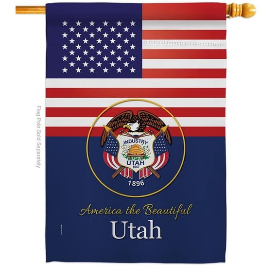 28 x 40 in. USA Utah American State Vertical House Flag with Double-Sided Decorative Banner Garden Yard Gift