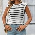 thumbnail image 5 of WHLBF Tank Tops for Women Sleeveless Stripe Casual Summer Round-Neck Shirt Black L, 5 of 9