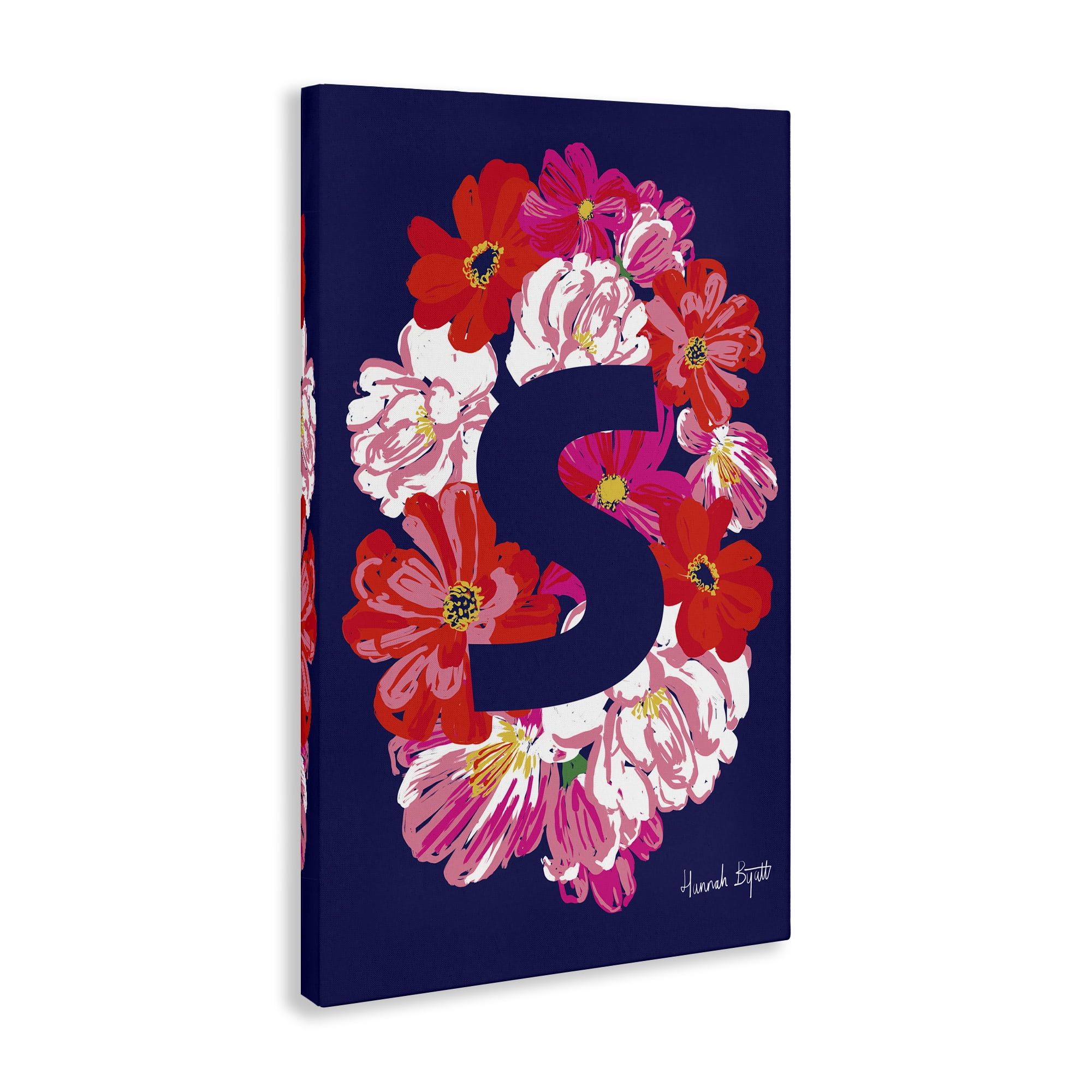 Stupell Industries Floral Bloom Letter S Botanical & Floral Painting Gallery Wrapped Canvas Art Print Wall Art, 24 x 36