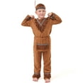 thumbnail image 4 of FAOWME Kids Boys Halloween Set Long Sleeve Tassels Patchwork Top And Elastic Waist Pants Vintage Outfit For Party Dress Up,Brown,10-12 Years, 4 of 8