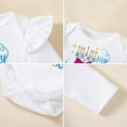 thumbnail image 4 of Wuxian Toddler Fall Outfit Romper First Letter Print Ruffled Sleeve Bodysuit Hanukkah Holiday Soft Cozy Relaxed Dailywear Sweatsuit Clothing Sets,Hot Pink,3-6 Months, 4 of 5