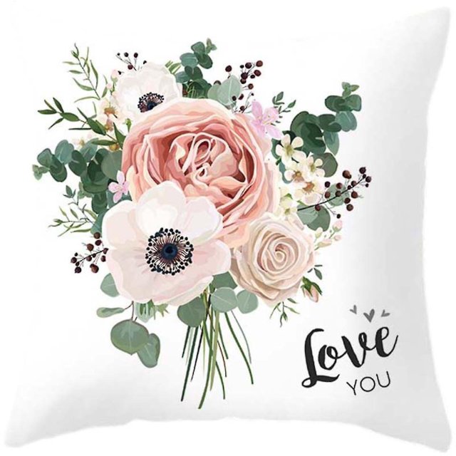 Funda de almohada con estampado digital de lino para madres & #39;s Day Afortunado Sencillez