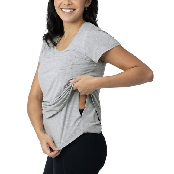 Kindred Bravely Everyday Maternity & Nursing T-Shirt with Pocket | Maternity & Nursing Tops for Breastfeeding (Grey Heather, Small)