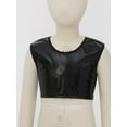 thumbnail image 3 of Haitryli Kids Girls Fashion Hip Hop Dance Outfits Costume Shiny Metallic Sleeveless Crop Top with Pants Black 11-12, 3 of 7