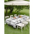 thumbnail image 4 of Outdoor Tablecloth with Umbrella Hole for Patio/Picnic/Party/Camping, Black Striped Waterproof Table Cloth Rectangle Table Cover Washable, Navy Indigo Contemporary Minimalist Art (52"x 70"), 4 of 9