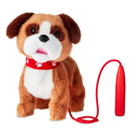 kid connection electronic walking pet bulldog, 10in height, toddler plush toys