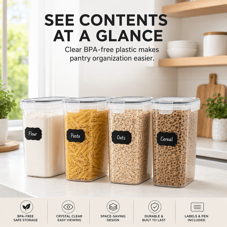 NULAS 4-Piece Airtight Food Storage Containers, 135.2 fl oz photo 3