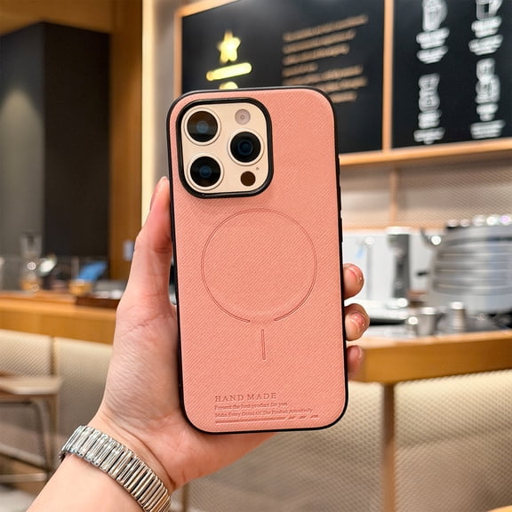Magnetic Case For iPhone 13 Pro, Carbon Fiber Pattern Design, Compatible with MagSafe, Ultra Thin Shockproof Business Classic Style Protective Shell, Anti-Drop Rugged Cover,Pink