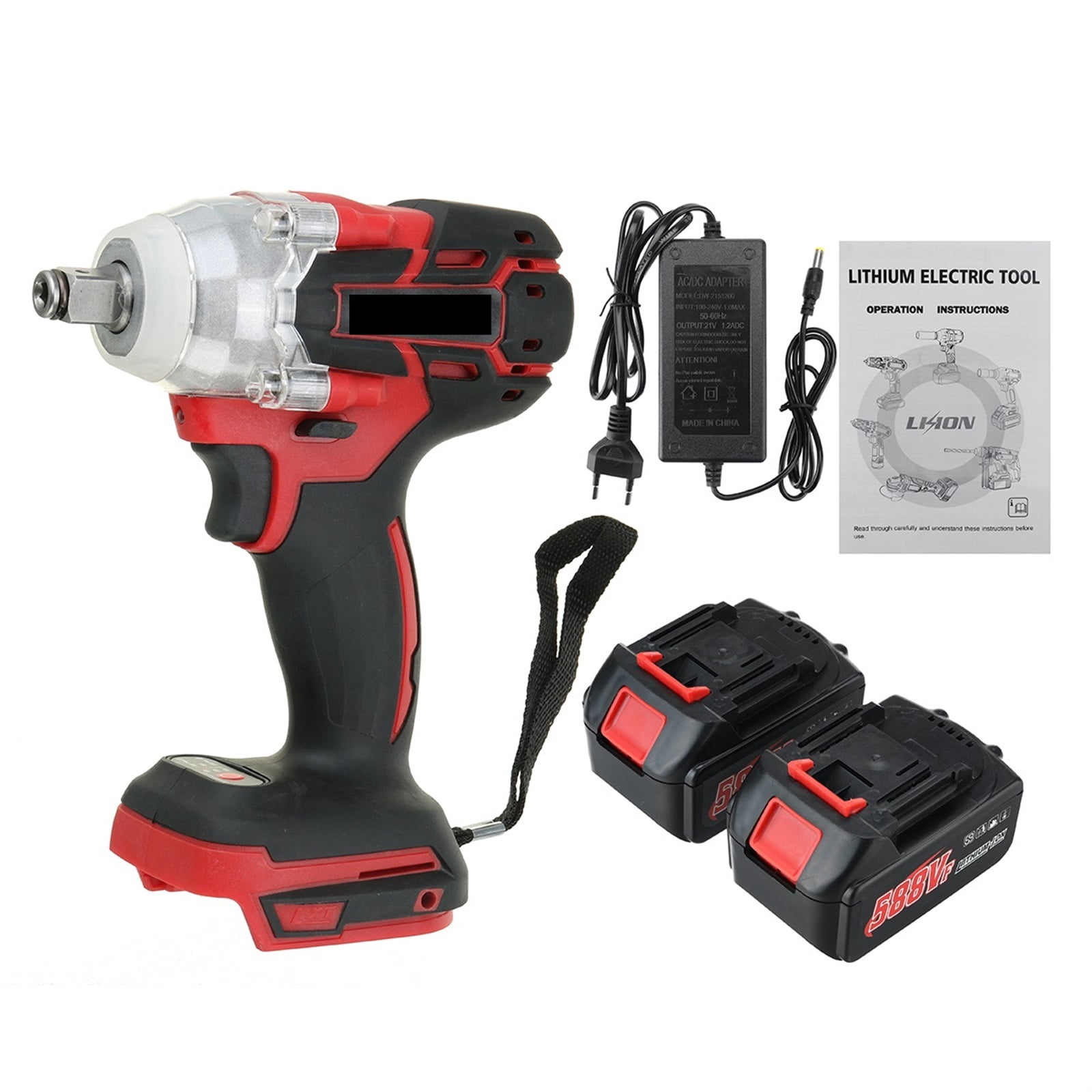 22800mAh 588VF Brushless Cordless Electric Impact Wrench 1/2 inch Wrench Power Tools Compatible For Rechargeable Battery ,Efficient Cutting