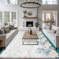 thumbnail image 4 of Seahorse Coral Shell Washable Living Room Rugs 6'x9', Starfish Ocean Wave Low Pile Throw Large Area Rug Non-Slip Sturdy Edge Binding Carpet for Dining Room Kitchen Office, 4 of 9