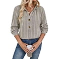 thumbnail image 3 of Sudadera con Capucha Extragrande de Otoño para Mujer, con Cuello en V y Larga. Albaricoque L, 3 of 9