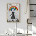 thumbnail image 3 of Wall26 Framed Canvas Print Wall Art Banksy Girl Rainbow Umbrella Wall Print Graffiti & Street Art Urban Architecture Cityscape Grunge Dark Modern Photograph Art Decorative - 24"x36" Natural, 3 of 5