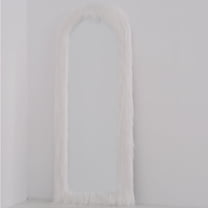 Melodieux 24"x 63" Arched Full Length Mirror with Stand White Fur Framed Full Body Floor Mirror