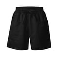 thumbnail image 5 of Bermuda Shorts for Women Summer Casual Elastic Drawstring Waist Beach Shorts Athletic Gym Black M, 5 of 8