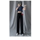 thumbnail image 1 of Pantalones anchos de seda de hielo para mujer, pantalones holgados de verano adelgazantes de cintura alta, pantalones drapeados, pantalones rectos con colgante, pantalones casuales de fregado, 1 of 5