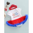 thumbnail image 3 of Bagilaanoe Baby Girls 4th of July Outfit Romper Dress Independence Day Stars Print Bodysuit Jumpsuit Tulle Skirt, 3 of 9