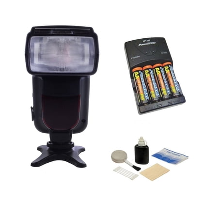 Canon EOS Rebel XSi Bounce Zoom & Swivel Head Flash + High Powered AC Rapid Charger With 4AA 2900 Mah Batteries + Nwv Direct 5 Piece Cleaning Kit