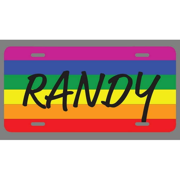 Randy Name Pride Flag Style License Plate Tag Vanity Novelty Metal | UV Printed Metal | 6-Inches By 12-Inches | Car Truck RV Trailer Wall Shop Man Cave | NP2449