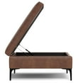 thumbnail image 6 of Rebecca 36 inch Wide Contemporary Square Mid&nbsp;Century Coffee Table&nbsp;Storage Ottoman with Lift Up Lid in Distressed Saddle Brown Vegan Faux Leather, Assembled, 6 of 6