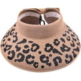 thumbnail image 3 of CoCopeaunts Women's Sun Visors Beach Straw Sun Hat Wide Brim Foldable Lightweight Ponytail Hat Casual Leopard Roll Up Bow Visor Summer, 3 of 8