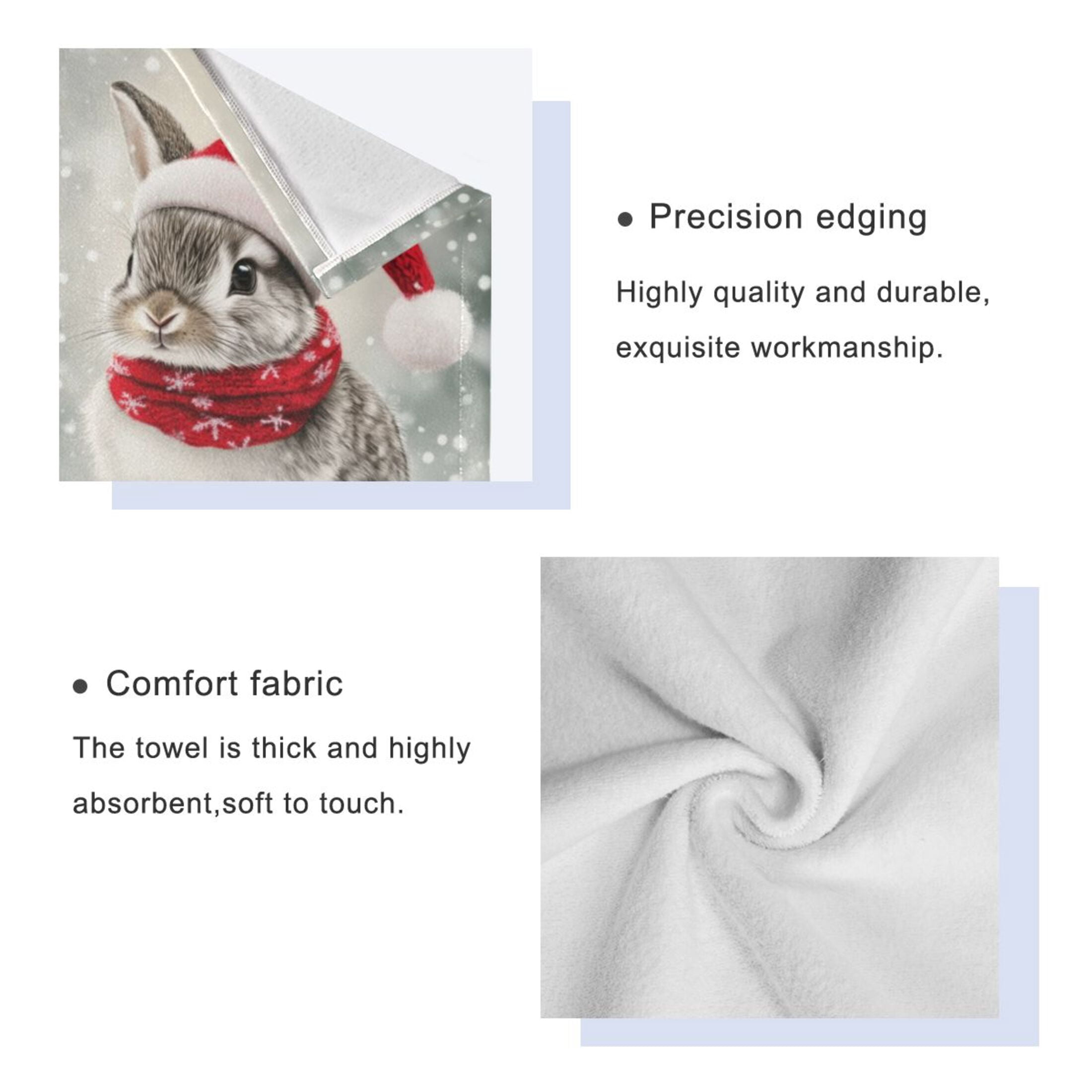 Three-Piece Towel Set Face Towel Towel Set Hand Towel Bath Towel Cotton Bath Towels Bath Towel Sets Hand Bath Towels Gray Christmas Bunny