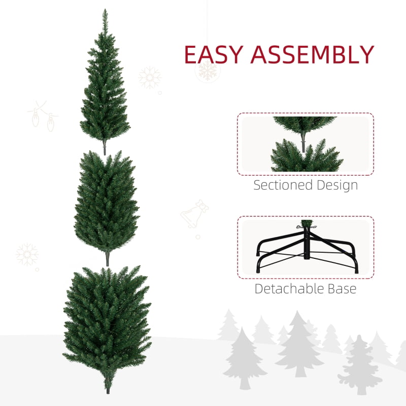 Alvantor Christmas Tree Pre-Lit Pencil with Colorful LED Lights & Steel Stand 22"x22"x96" 8ft Green