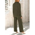 thumbnail image 3 of PRETTYGARDEN Women's 2 Piece Textured Sets Casual Button Down Shirt Wide Leg Pants Outfit Loungewear Tracksuit, 3 of 8
