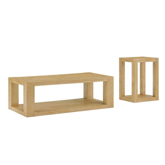 Wooden Coffee Tables 2-Piece Modern 2 tier Rectangle Coffee Table Set for Living Room,Easy Assembly Coffee Tables, End Side Tables for Bedroom Office,Natural Color,Coffee Tables