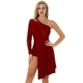 thumbnail image 3 of Zaldita Women Lyrical Dance Dress One Shoulder Split Asymmetrical Hem Modern Contemporary Dacnewear Burgundy L, 3 of 7