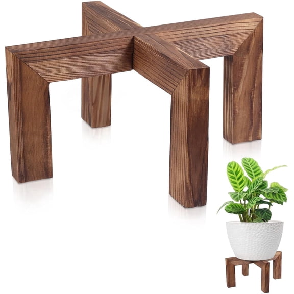 Plant Stand, Indoor/Outdoor Wood Plant Holder, Single Flower Pot Stand, Sturdy Planter Stands, Fit 5-15 Inch Pots