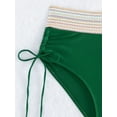 thumbnail image 6 of Women Tummy Control Swimsuits Color Block Two Piece Drawstring Bathing Suit Dark Green XL, 6 of 7