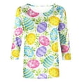 thumbnail image 4 of POTETI Plus Size Easter Shirts,Womens Bunny Graphic Summer 3/4 Sleeve Crew Neck Womens Tops, 4 of 5
