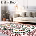 thumbnail image 2 of ODIKA 5'x7' Machine Washable Non-Slip Area Rug, Nordic Celebration Elf Scene with Festive Swirls High Traffic Rug with Pad, Red, 733643, 2 of 8
