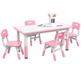 thumbnail image 1 of Qaba Ensemble Table pour Enfants et 4 Chaises à Hauteur Réglable, Rose, 1 of 9
