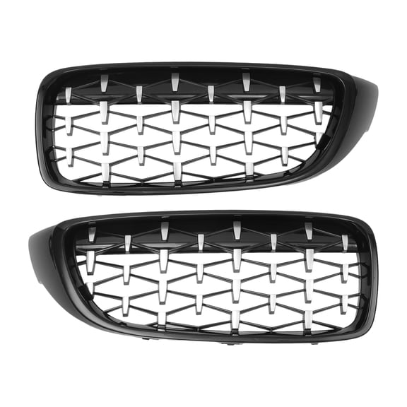 Unique Bargains No.51137294813/51137294814 Front Hood Bumper Grille Grill for BMW 4 Series 1 Pair Black Silver Tone