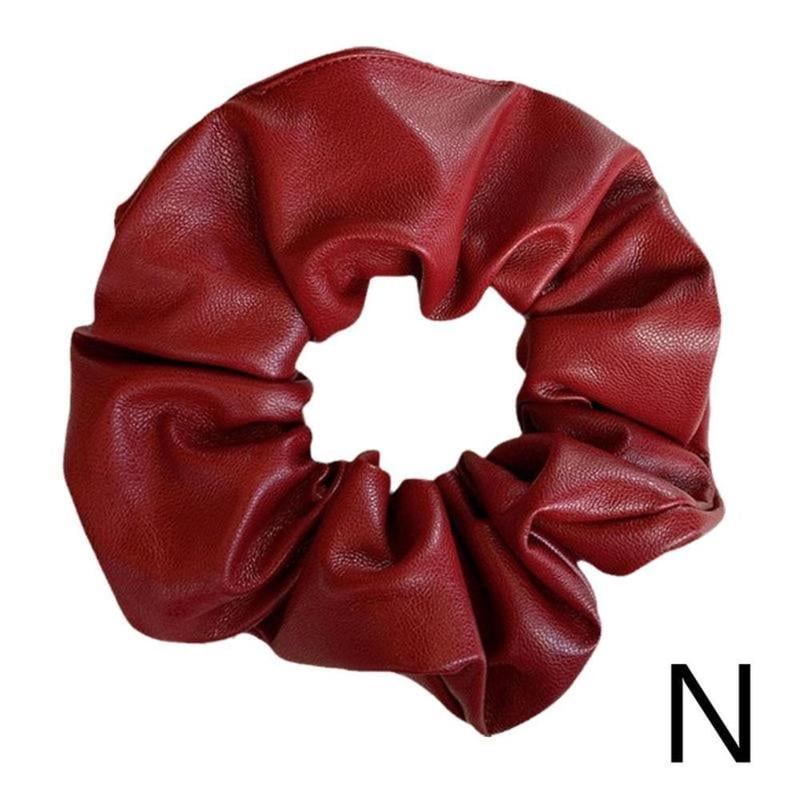Soft Leather Hair Scrunchies Elastic Ponytail Holders for Thick Hair Glossy Hair Ties Elastic Hair Bands Rope for Women Girls Korean Hairstyle Hair Accessories L9R7