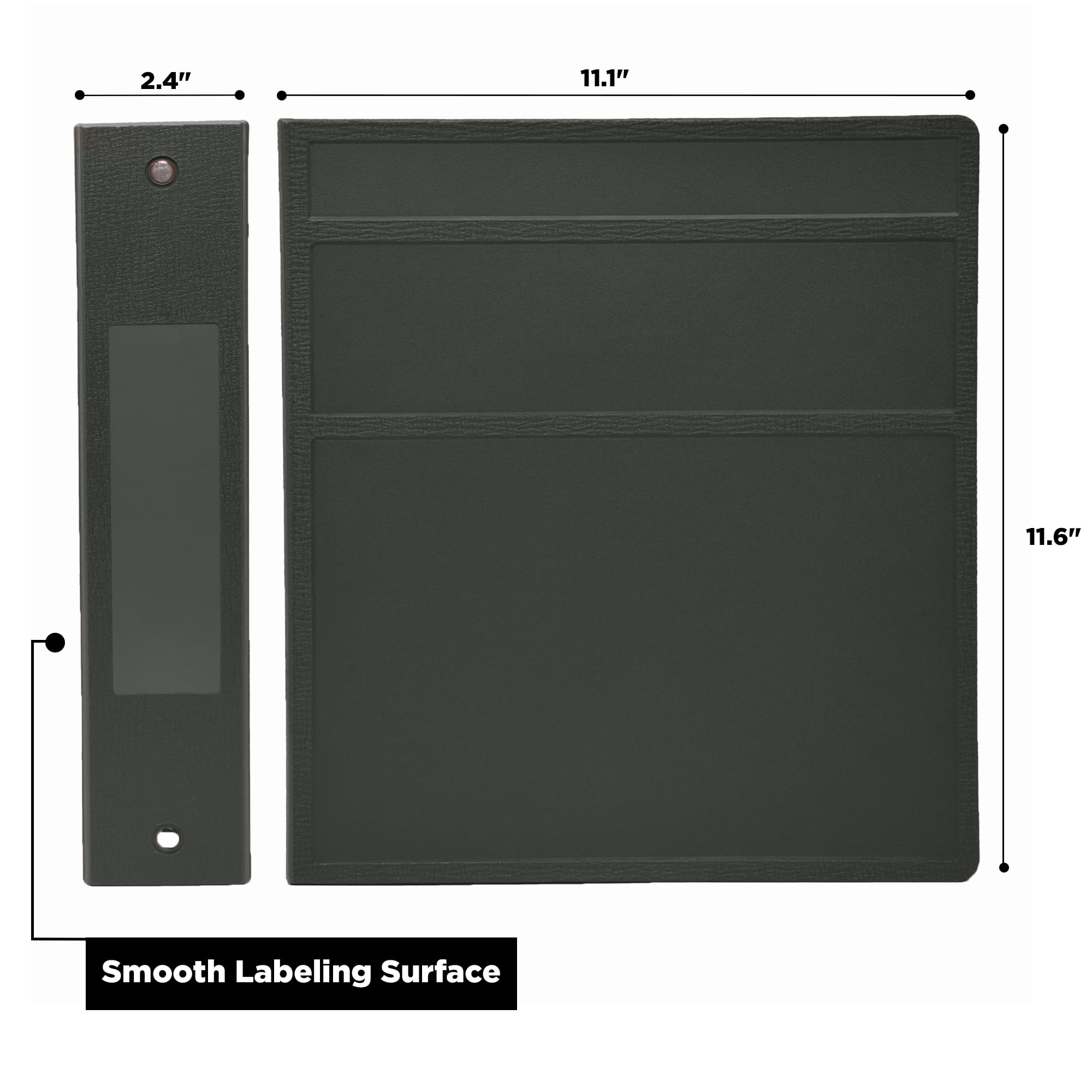 Carstens 2-Inch Heavy Duty 3-Ring Binder - Side Opening, Charcoal Gray