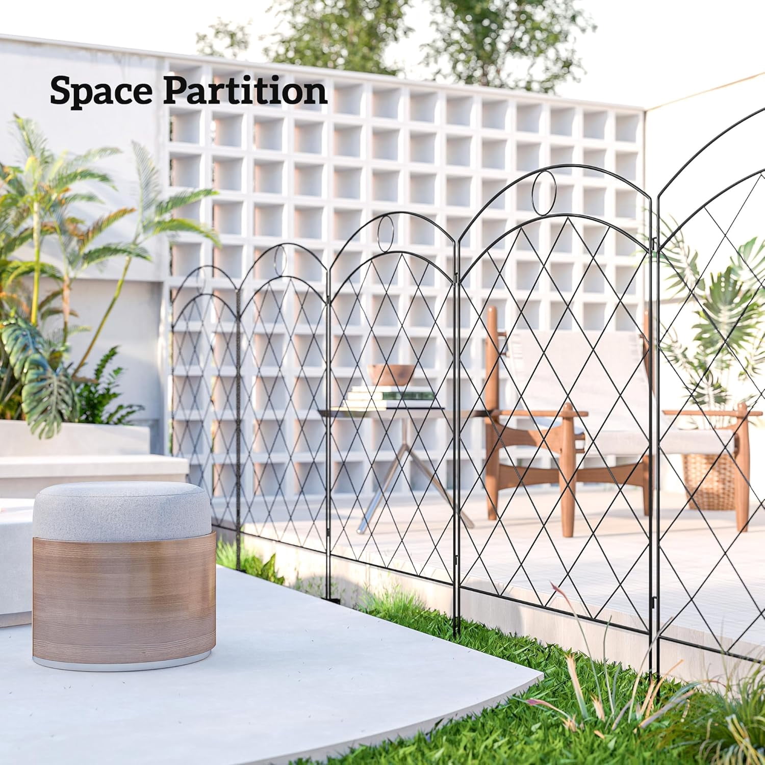 ZJTER Garden Fence, 4 Pack Steel Fence Panels, 11.5' L x 43" H, Rust-Resistant Decorative Border Flower Edging for Yard, Landscape, Patio, Outdoor Decor, Curved Rings
