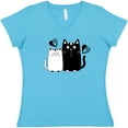 thumbnail image 3 of Inktastic Valentines Day Cat Couple Women's V-Neck T-Shirt, 3 of 5