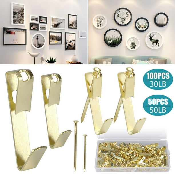TSV Picture Hangers, 100Pcs 30LB / 50Pcs 50LB Heavy Duty Picture Hooks