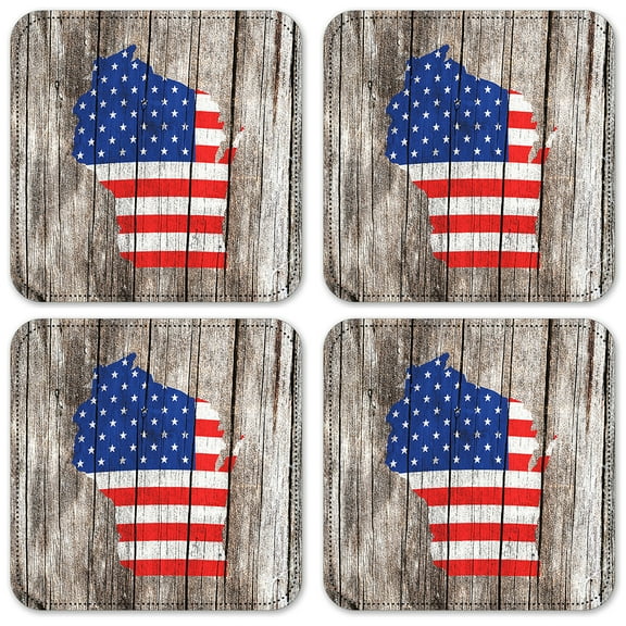 Vinyl Drink Coasters - Set of 4 - Wisconsin Map