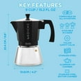 thumbnail image 2 of GROSCHE MILANO INDUCTION Stovetop Espresso Maker, Stainless Steel Moka Pot - 9 Espresso Cups, 2 of 7
