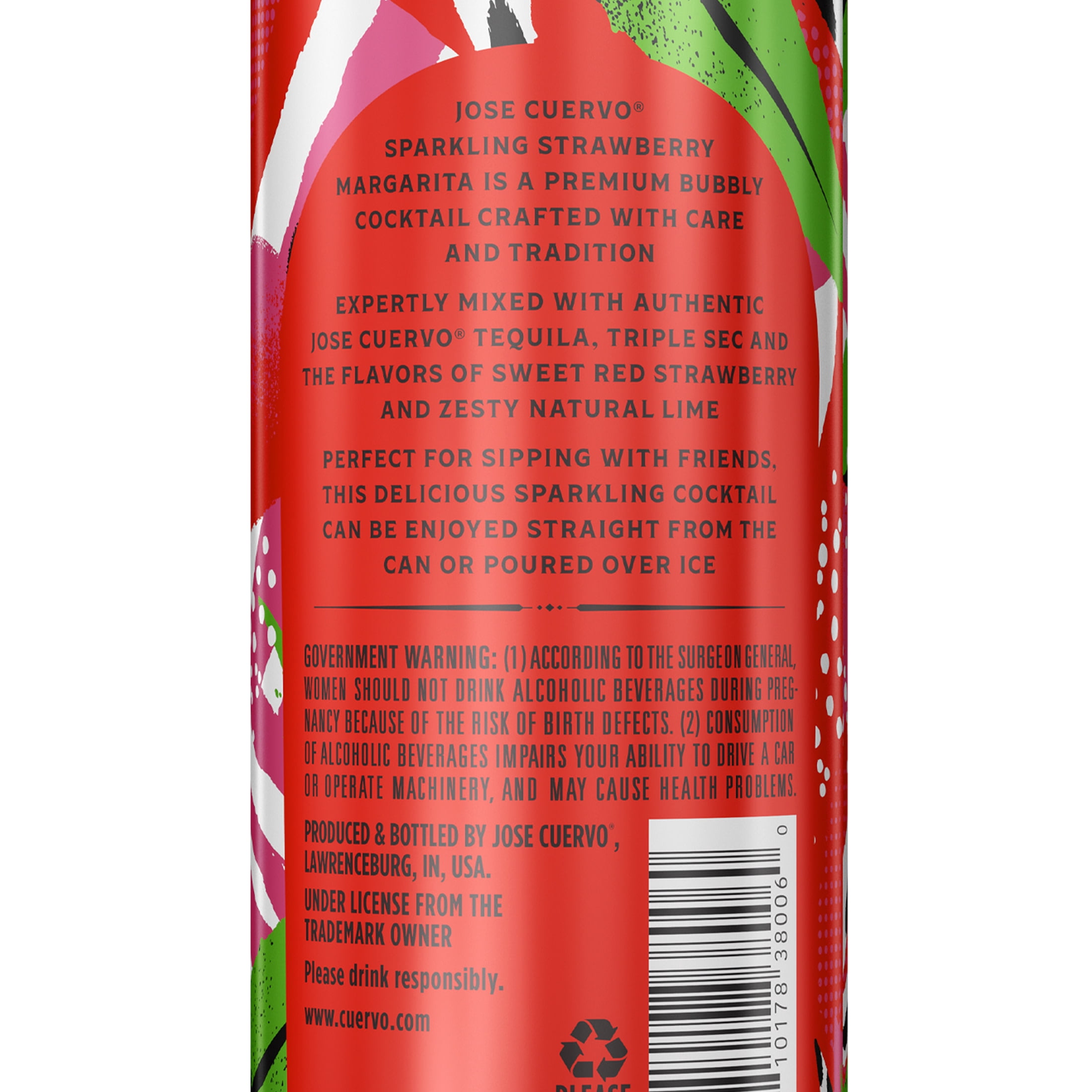 Jose Cuervo Sparkling Strawberry Cocktail, 4 pack, 355 ml Cans, 5.9% ABV