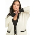 thumbnail image 3 of June + Vie Women's Plus Size Contrast V-Neck Cardigan, 3 of 3
