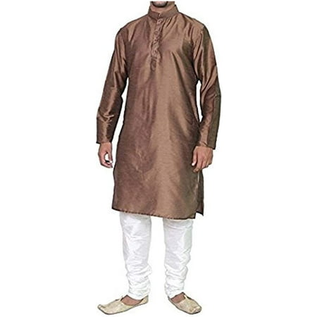 

Royal Kurta Men s Luxury Art Silk Blend Occasional Kurta Churidar Set Brown