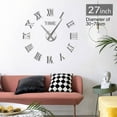 thumbnail image 2 of DIY Classic Roman Numerals Wall Clock Modern Clock Watch 3D Acrylic Mirror Surface Kit Decoration Silent Sticker Creative Show(Black,27inch), 2 of 9