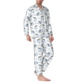 thumbnail image 6 of Salouo Cute Shark Print Button-Front Long Sleeve Pajama Set for Men, Soft 2Pjs Men's Long Sleeve Sleepwear -Medium, 6 of 7