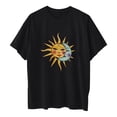 thumbnail image 6 of Wxolcjlv Womens T-Shirt Sun Moon Print Tee Short Sleeve O-Neck Loose Casual Graphic Tops,Black,L, 6 of 6
