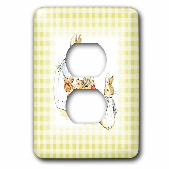 3dRose, Image of Peter Rabbit On Cream Checks, 2 plug outlet cover